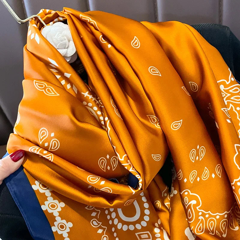 Damen Seidenschal groß Sommer Strand Hijab Turban Foulard Bandana Sonnenschutz