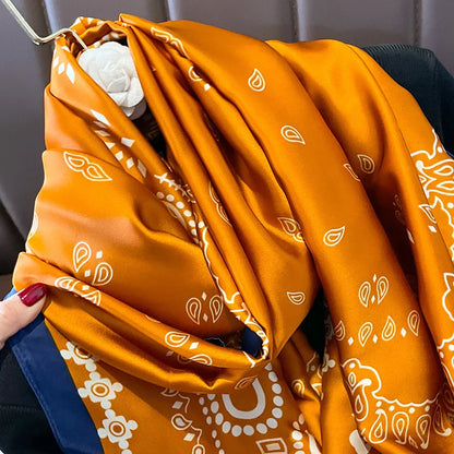 Damen Seidenschal groß Sommer Strand Hijab Turban Foulard Bandana Sonnenschutz