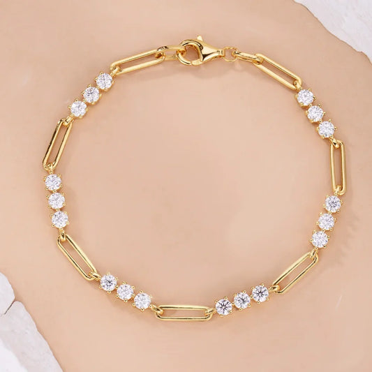 Damen-Armband Paperclip-Design mit Moissanit