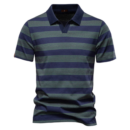 Herren Poloshirt Gestreift Mit V Ausschnitt Und Atmungsaktiver Sommer Passform