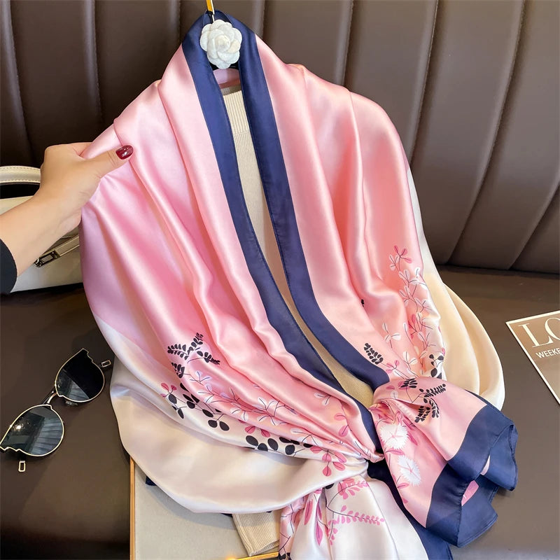 Damen Seidenschal groß 180x90cm Sommer Strand Foulard Bandana weich