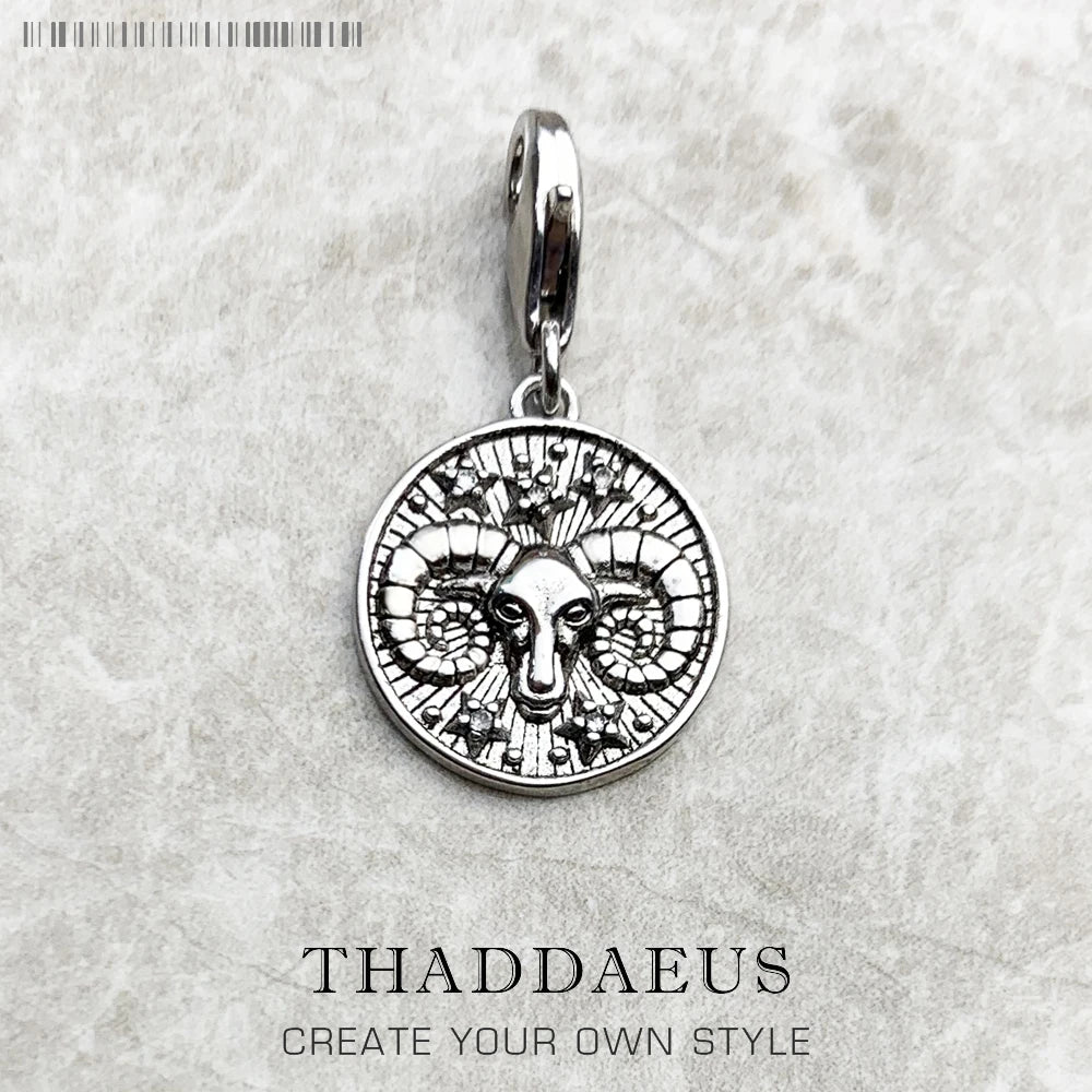 Damen-Charm-Anhänger Sternzeichen Horoskop Vintage II aus Sterlingsilber