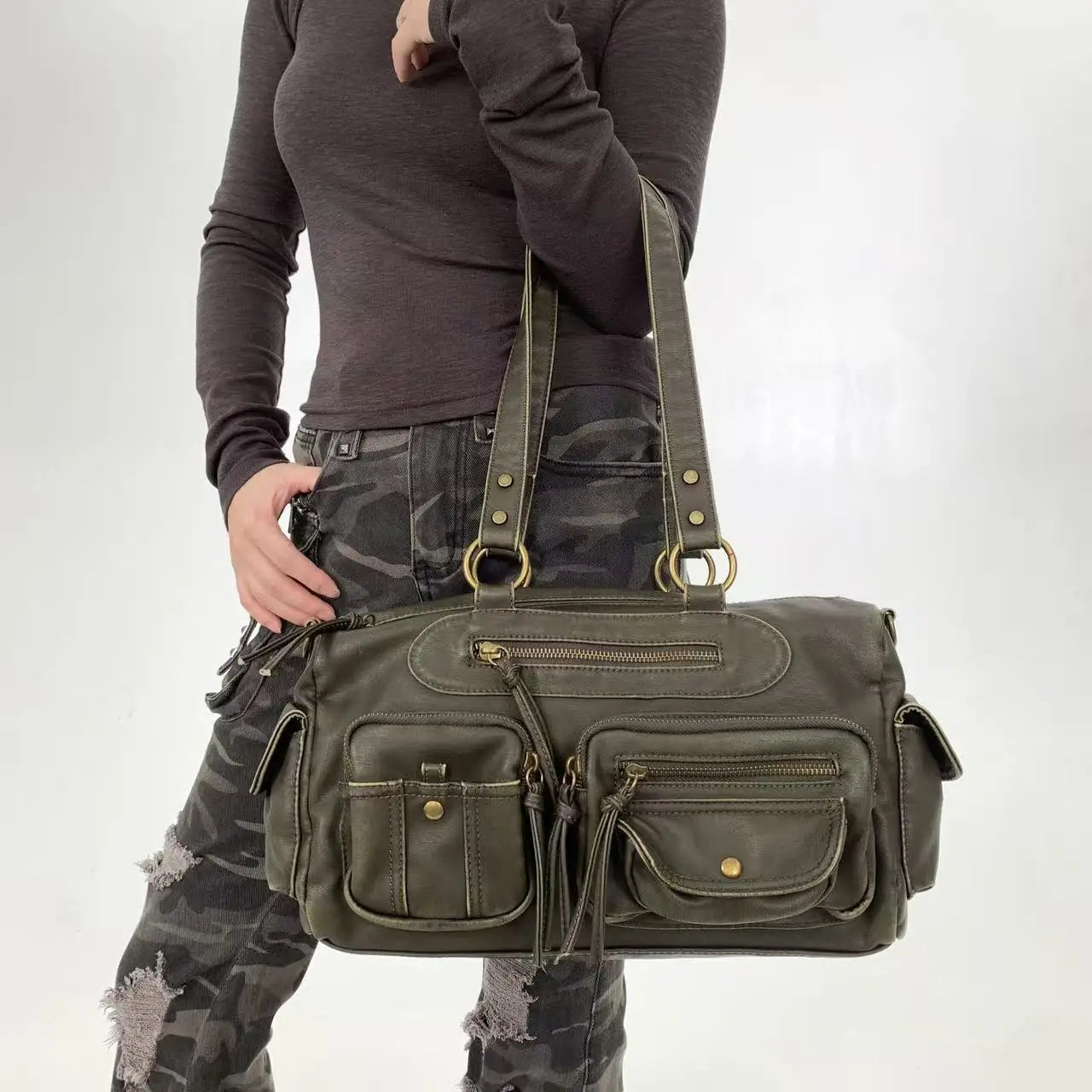 Damen-Umhängetasche Klassischer Stil Mit Quaste Und Viel Stauraum Für Alltag Und Freizeit