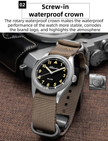 Herren-Quarzuhr mit Bubble-Glas und Nylonarmband