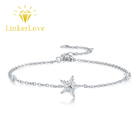 Damen-Kettenarmband mit Stern-Moissanit aus Sterlingsilber