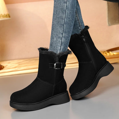 AIYUQI Snow Boots Female Genuine Leather 2025 New Wedge Anti-slip Women's Winter Shoes Boots Natural Wool Women Ankle Boots