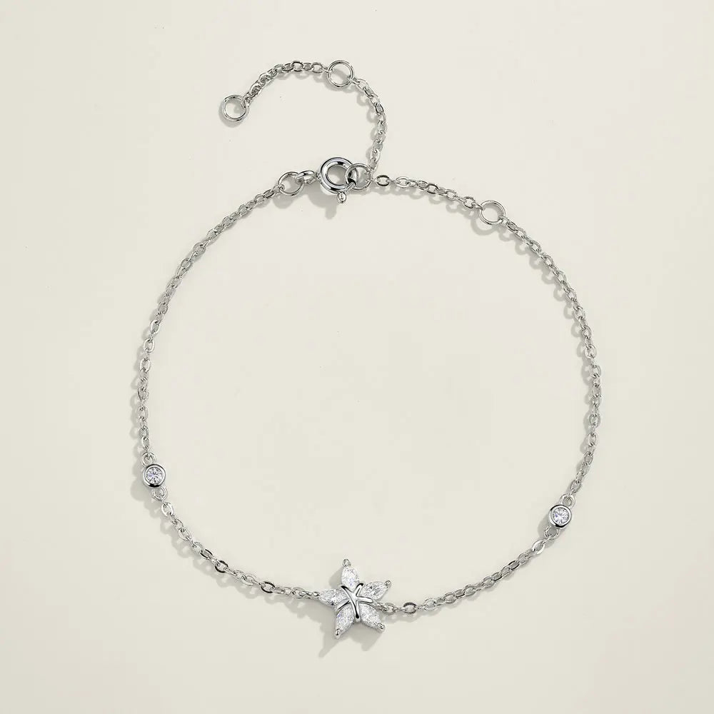 Damen-Kettenarmband mit Stern-Moissanit aus Sterlingsilber