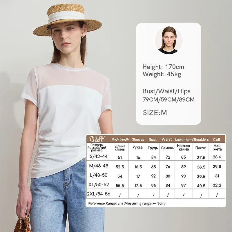 Damen T-Shirt im minimalistischen Sommerstil mit Rundhalsausschnitt und figurformendem Schnitt