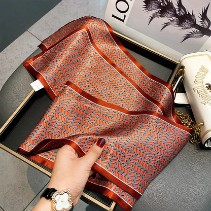 Damen Seidenschal dünn Taschenband Foulard Krawatte Haarband