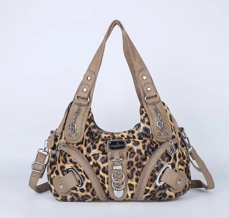 Damen-Hobo-Tasche Leopardenmuster großes Fassungsvermögen mit abnehmbarem Schultergurt