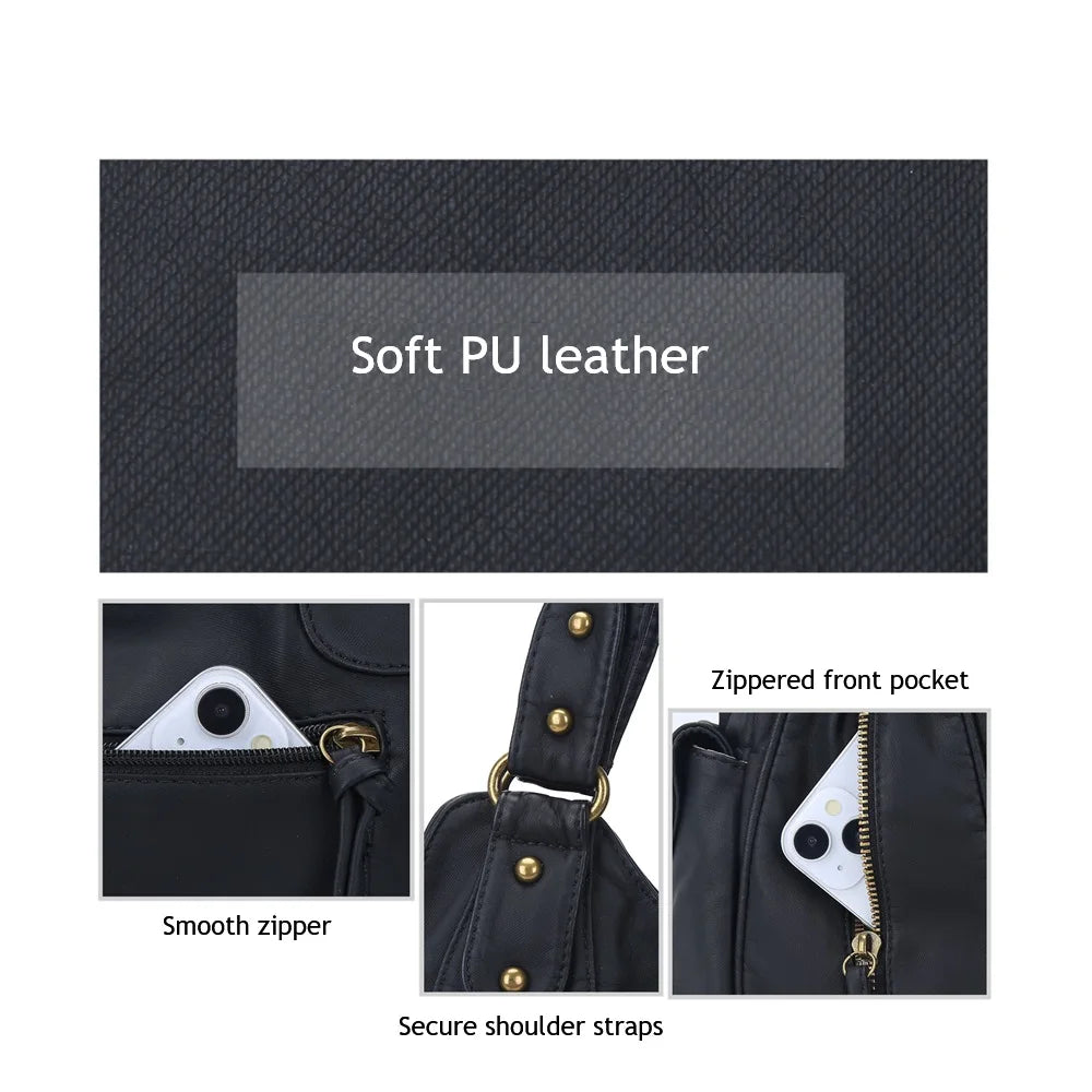 Damen-Handtasche aus PU-Leder Großes Crossbody-Design Vintage-Stil mit Reißverschluss Innenfach