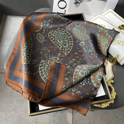 Damen Seidenschal 70cm Frühling Halstuch Krawatte Hijab Haarband Bandana Wrap