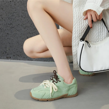 AIYUQI frauen Turnschuhe 2025, Neue Nicht-slip Deutsch Training Schuhe Für Frauen Flache Große-größe Echtes Leder Laufschuhe weibliche Schuhe
