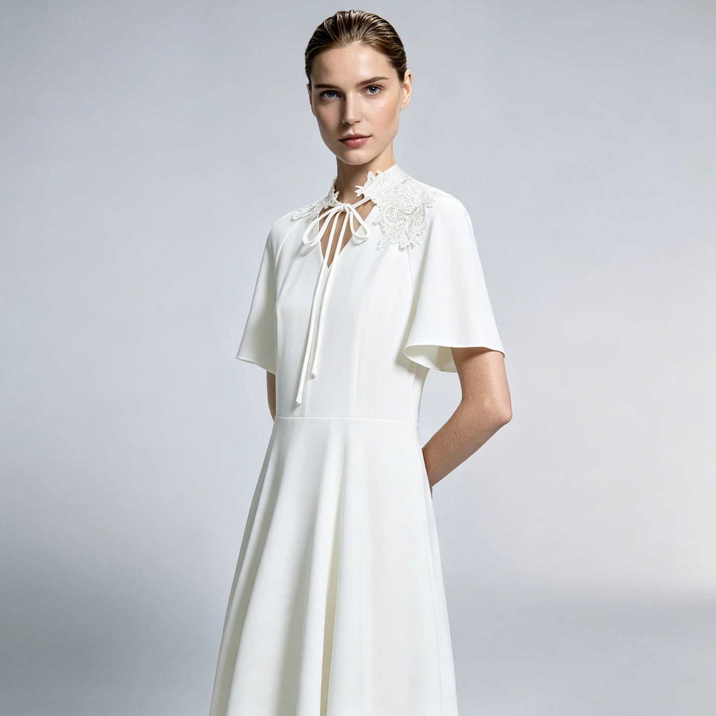 Elegantes Midikleid Für Damen Aus Chiffon Mit V-Ausschnitt Im Sommer