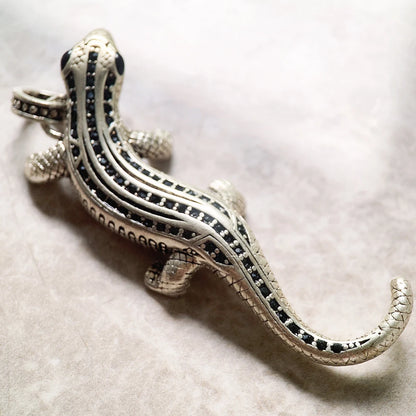 Damen-Charm-Anhänger Salamander Pavé Rebel trendig aus Sterlingsilber