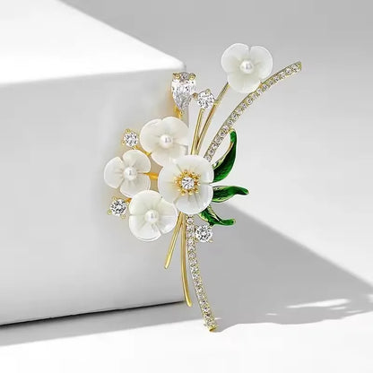 Brosche Blume Emaille Strass Anstecknadel vielseitig Damen