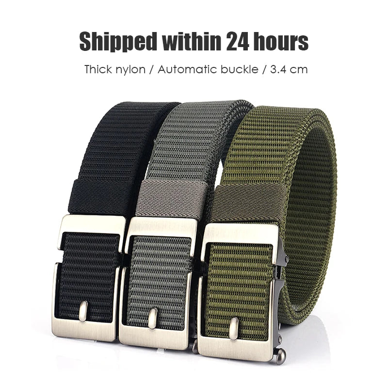 Herren-Gürtel aus Nylon 3,4 cm Breite mit Automatikverschluss für Outdoor-Wandern
