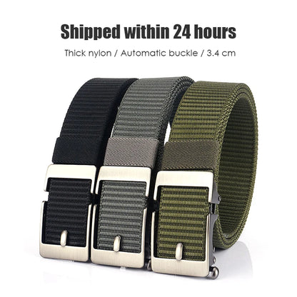 Herren-Gürtel aus Nylon 3,4 cm Breite mit Automatikverschluss für Outdoor-Wandern