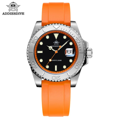 ADDIESDIVE 41mm AD2040 Sports Diver Watch TPU rubber belt Blue Luminous Reloj Hombre 200m Waterproof Quartz Watches