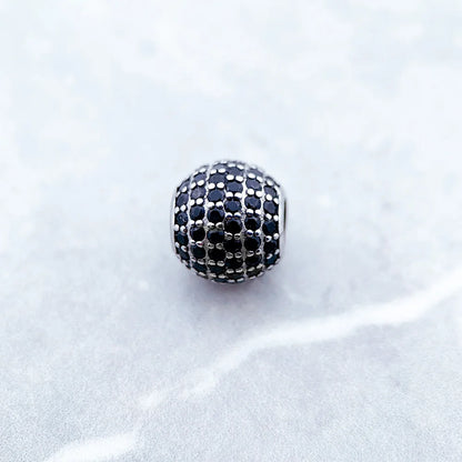 Damen-Charm-Anhänger Kristall Zirkon Pavé Kugel DIY aus Sterlingsilber