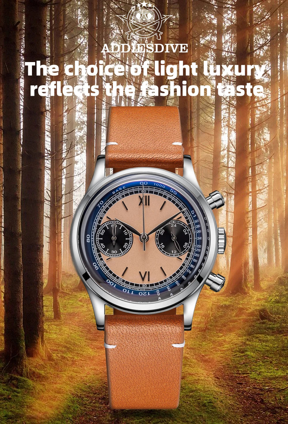 Herren-Chronograph mit Lederarmband und VK64-Werk