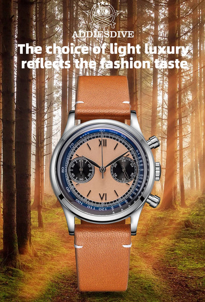 Herren-Chronograph mit VK64-Werk und Lederarmband