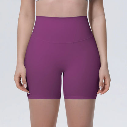 Lila Yogashorts für Damen mit breitem Bund, schnelltrocknend und bequem