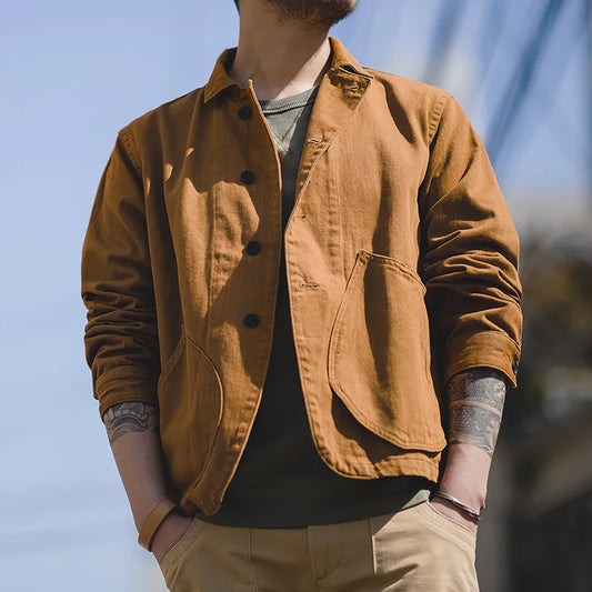 Herren Jacke Ingwerfarben Arbeitskleidungsjacke mit mehreren Taschen lässige Jagdjacke