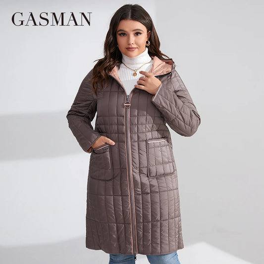 Lange Damen-Winterjacke mit Kapuze und dicker Fütterung – warmes Parka-Design in großen Größen