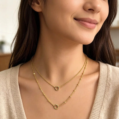 Damen-Halskette Charm-Träger golden Winter Böhmen aus Sterlingsilber