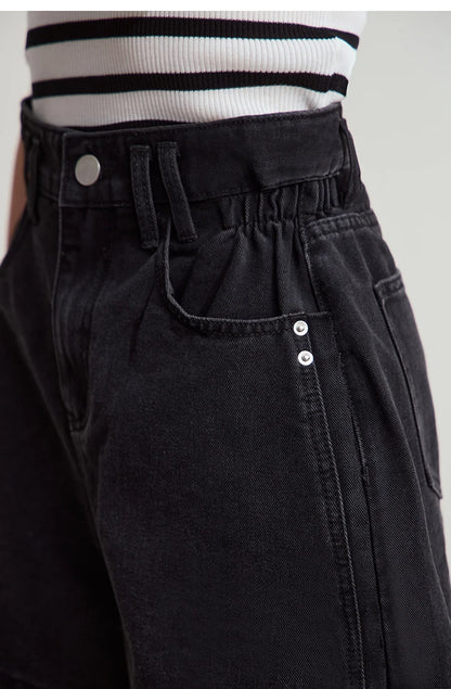 Damen Shorts Baumwoll-Denim Lässig Locker Gerade Vintage Modische Taschenjeans