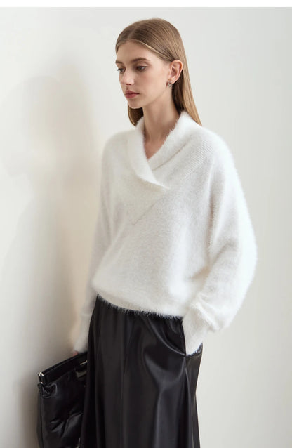 Damen-Rollkragenpullover locker Fledermausärmel Winter