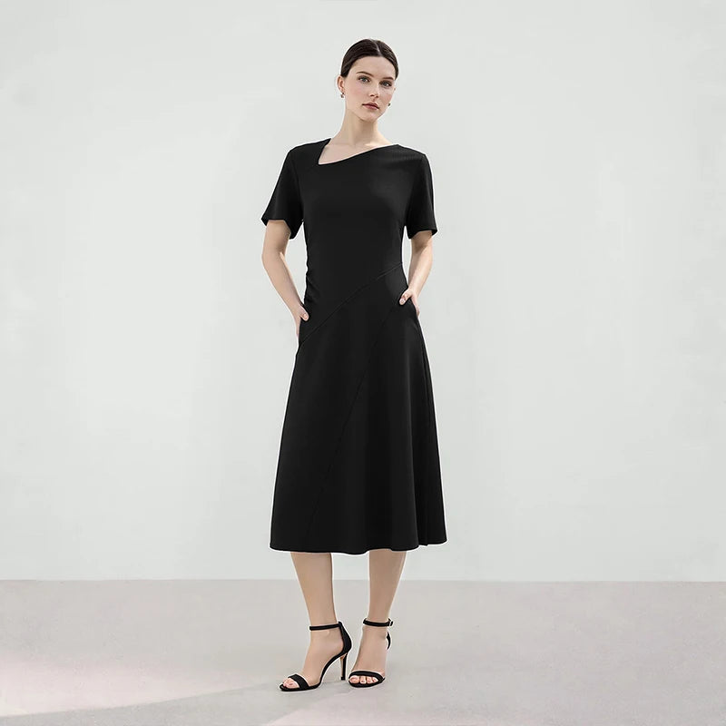 Elegantes Midikleid Für Damen Mit Raffung Und V-Ausschnitt
