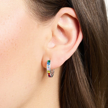 Damen-Creolen Regenbogen Stein Böhmen glamourös aus Sterlingsilber