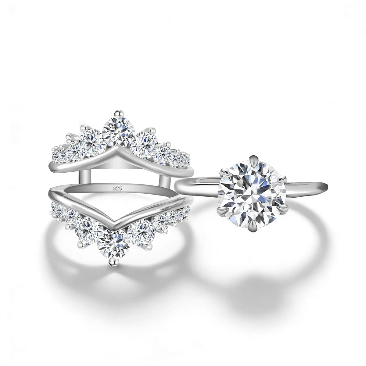 Damen-Verlobungsring-Verstärker aus Sterling Silber mit Moissanit Stein für funkelnde Hochzeiten
