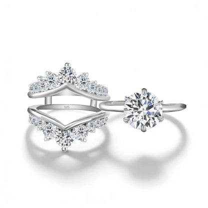 Damen-Verlobungsring-Verstärker aus Sterling Silber mit Moissanit Stein für funkelnde Hochzeiten