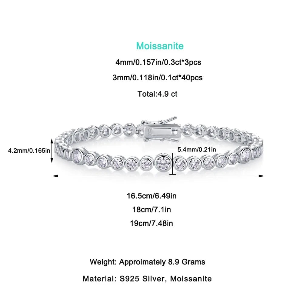 Damen-Kettenarmband mit Moissanit in Zargenfassung