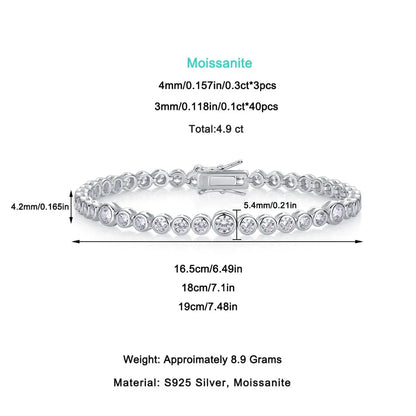 Damen-Kettenarmband mit Moissanit in Zargenfassung