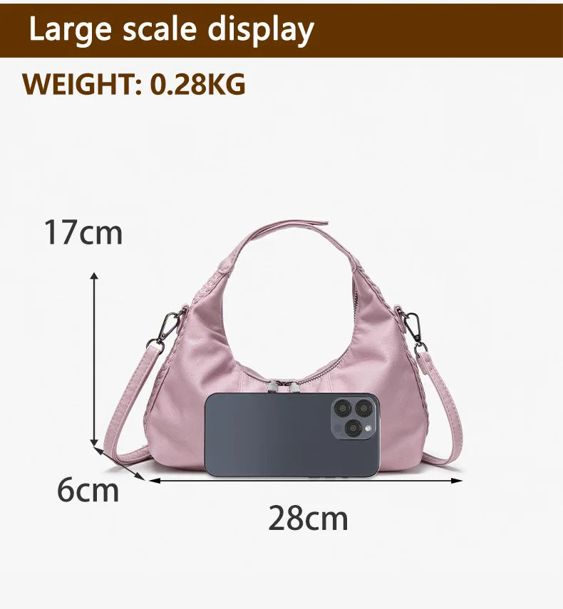 Damen-Hobo-Tasche Aus Weichem Kunstleder Mit Abnehmbarem Schulterriemen Schwarz Alltagstauglich