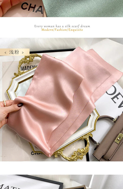 Damen Seidenschal dünn Taschenband Foulard Haarband Stirnband bedruckt B