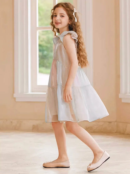 Rosa Mädchen-Weste-Kleid für Herbst und Winter – Niedliches Kinderkleid für Hochzeiten und Geburtstagsfeiern, 110cm-170cm