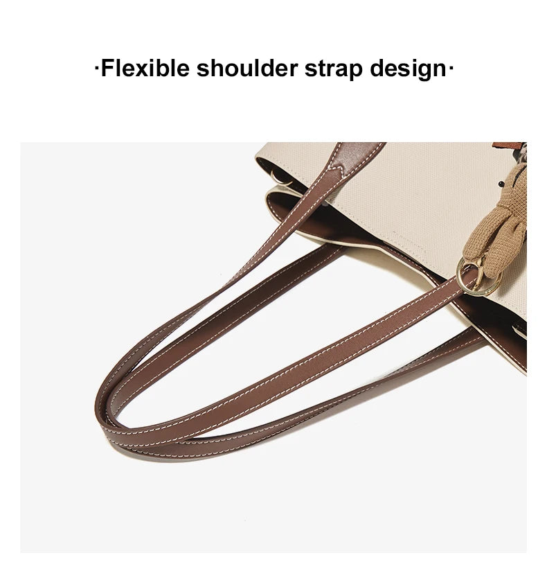 Damen Handtasche aus Split-Leder mit großer Kapazität