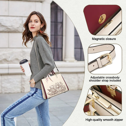 Damen Tasche Aus Splitleder Mit Reißverschluss Im Chinesischen Stil