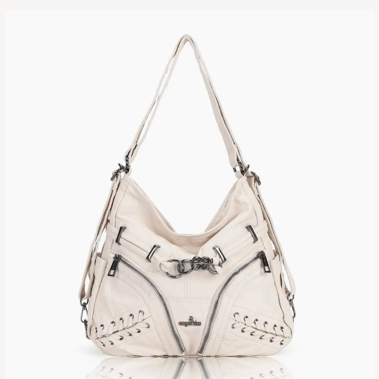 Damen-Schultertasche aus PU mit Mehrfachfächern und verstellbarem Schulterriemen Top-Handle-Design