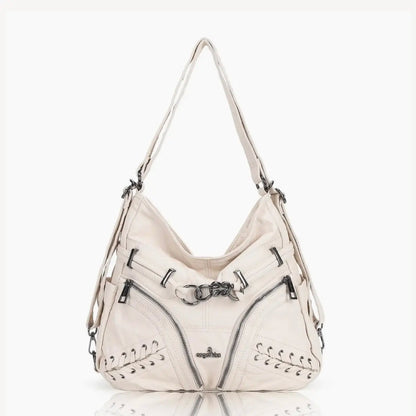 Damen-Schultertasche aus PU mit Mehrfachfächern und verstellbarem Schulterriemen Top-Handle-Design