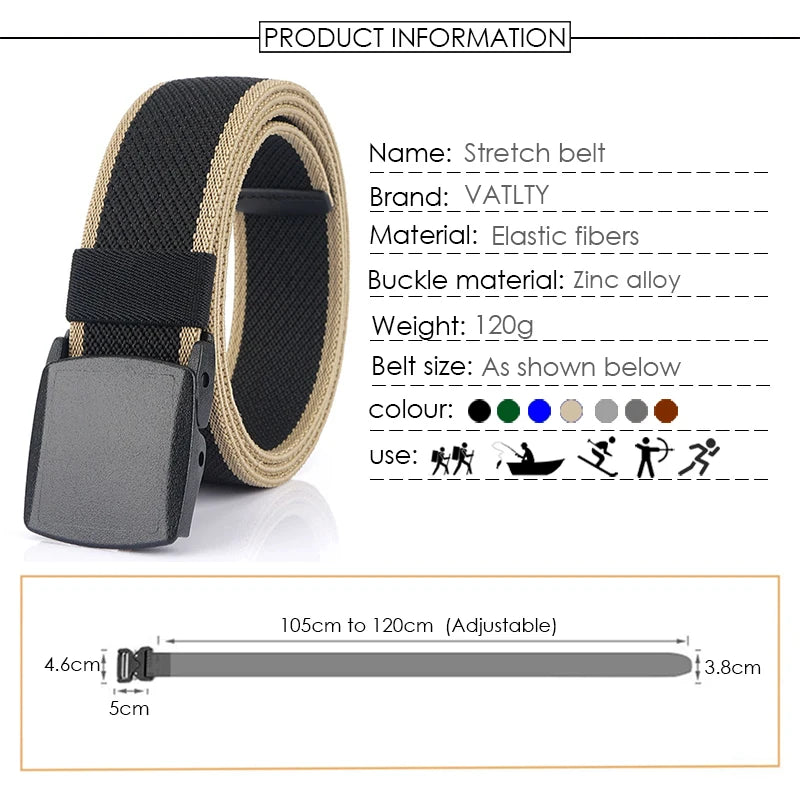 Unisex-Gürtel Elastisch Aus Canvas Mit Nylon-Schnellverschluss 3,8 cm Breite Für Outdoor