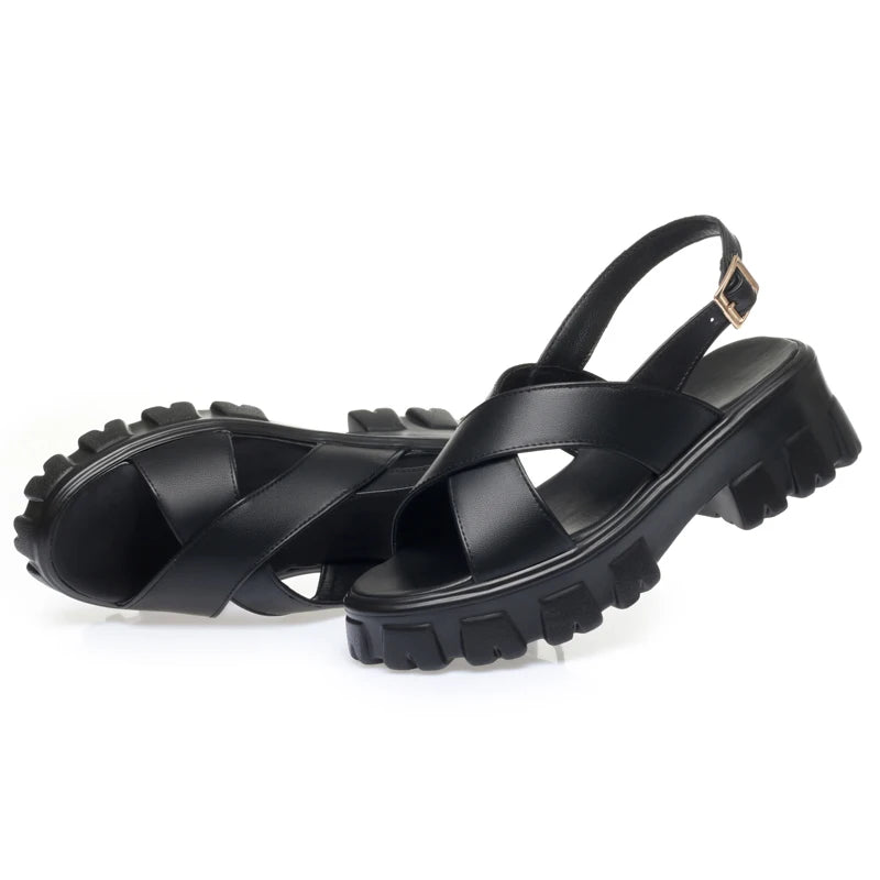 AIYUQI Frauen Sandalen Römischen 2025, Sommer Neue Echt Leder Damen Sandalen Große Größe 41 42 43 Plattform Mode sandalen Mädchen