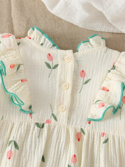 Baby Mädchen Bodys aus Tulpen-Drucken im Rüschendesign für den Herbst