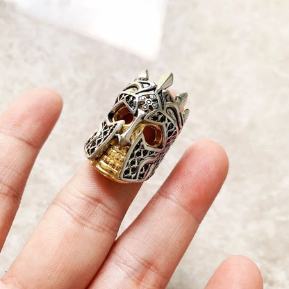 Damen-Ring Ritterhelm vergoldet Vintage Winter aus Sterlingsilber