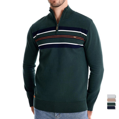 Herren Pullover aus Baumwolle mit Stehkragen für lässige Business-Looks